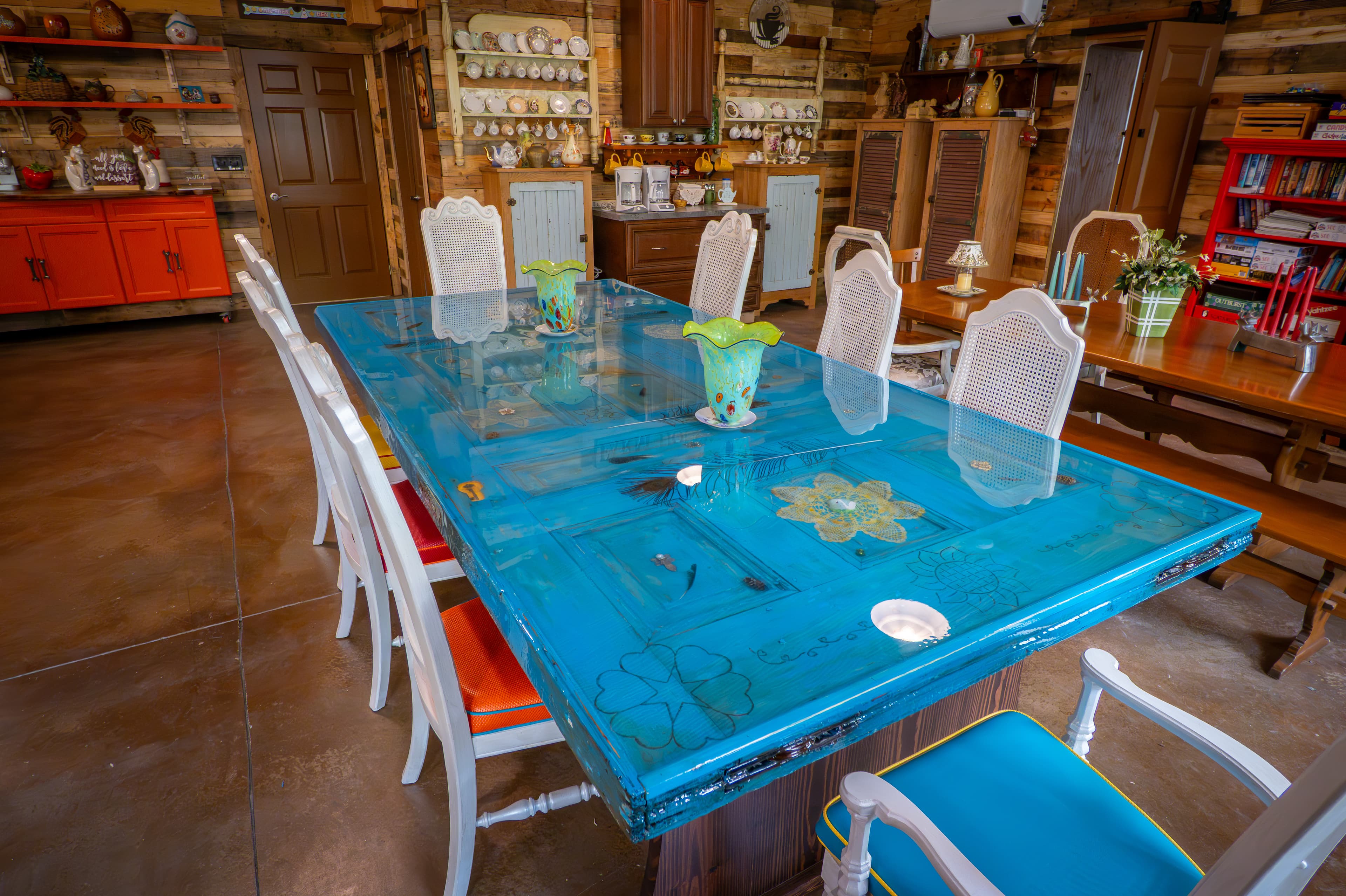 Two large dining room tables for your breakfast each morning in the "Roost"