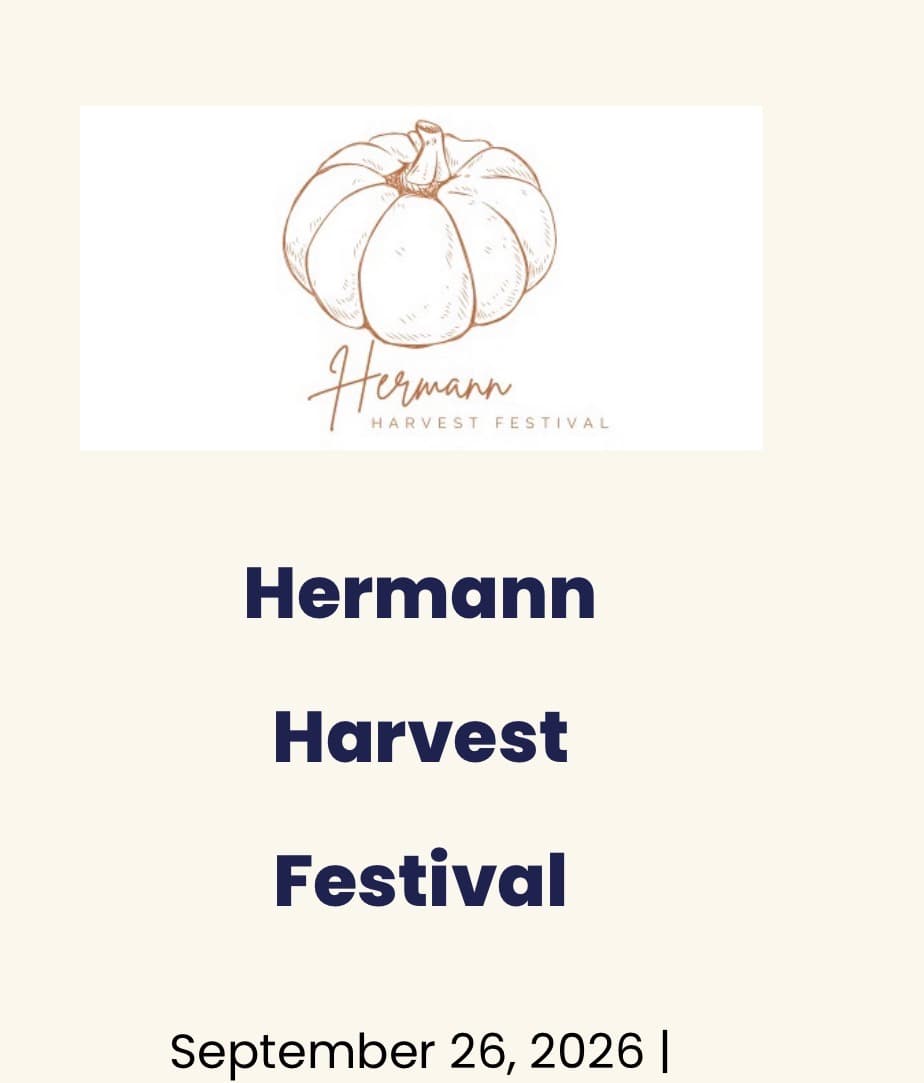 Logo for the Hermann Harvest Festival, featuring a pumpkin and the event date of September 26, 2026.