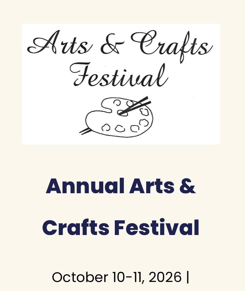 Logo and details for the Annual Arts & Crafts Festival on October 10-11, 2026.