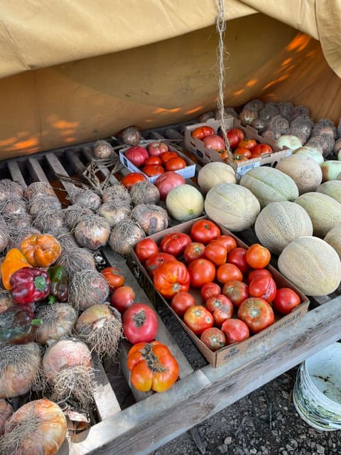 Local Farmer Produce stand for fresh food at Hermann Grain BIns Bed and Breakfast and Retreat Center